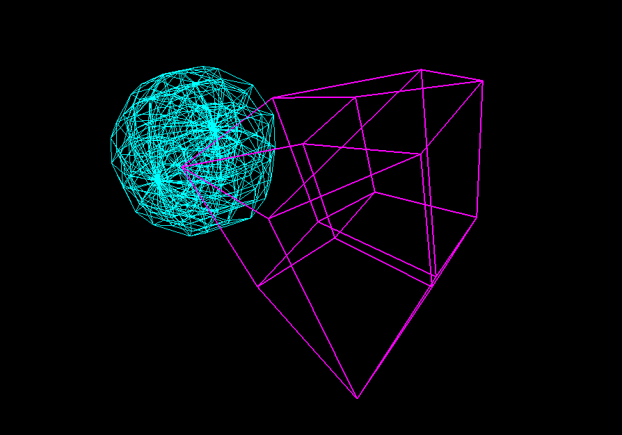 A 4-dimensional object projected and rendered in the 4D physics engine's visualization tool.